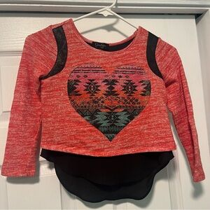 Jessica Simpson Girls' Red Patterned Heart Top